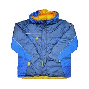 Vintage Tommy Hilfiger Ski Jacket Men's L Blue Yellow Colorblock 90s Puffer